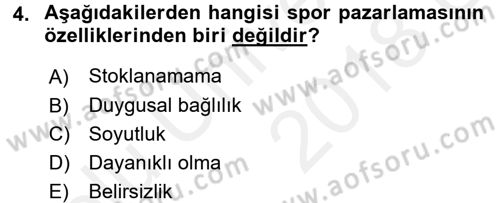 Spor Yönetimi Dersi 2017 - 2018 Yılı 3 Ders Sınav Soruları 4. Soru