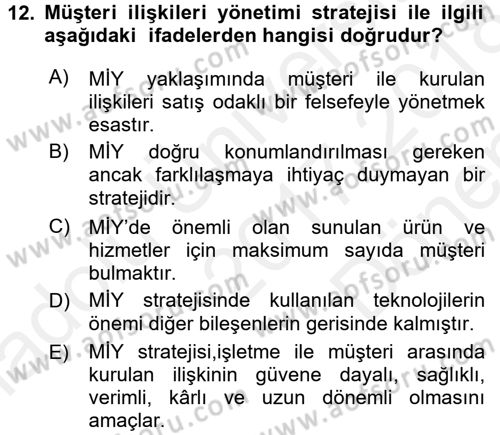 Spor Yönetimi Dersi 2017 - 2018 Yılı (Final) Dönem Sonu Sınav Soruları 12. Soru