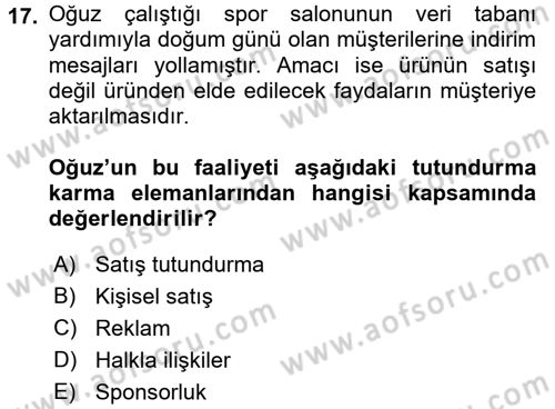 Spor Yönetimi Dersi 2017 - 2018 Yılı (Final) Dönem Sonu Sınav Soruları 17. Soru