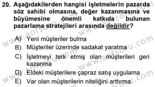 Spor Yönetimi Dersi 2020 - 2021 Yılı Yaz Okulu Sınav Soruları 20. Soru