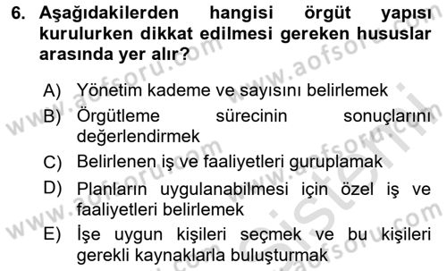 Spor Yönetimi Dersi 2020 - 2021 Yılı Yaz Okulu Sınav Soruları 6. Soru