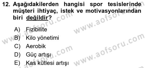 Spor Yönetimi Dersi Yaz Okulu Sınavı Deneme Sınav Soruları 12. Soru