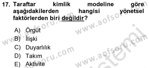 Spor Yönetimi Dersi 2022 - 2023 Yılı Yaz Okulu Sınav Soruları 17. Soru