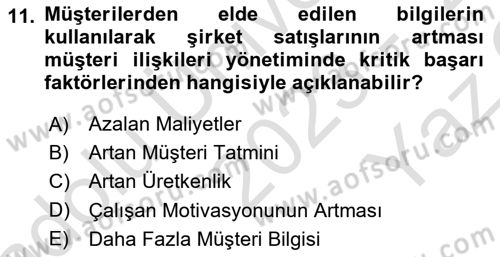 Spor Yönetimi Dersi 2023 - 2024 Yılı Yaz Okulu Sınav Soruları 11. Soru