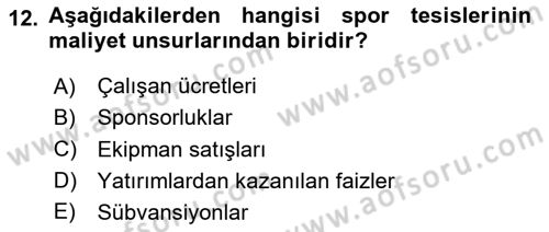 Spor Yönetimi Dersi 2023 - 2024 Yılı Yaz Okulu Sınav Soruları 12. Soru