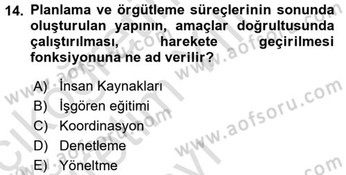 Spor Yönetimi Dersi 2023 - 2024 Yılı Yaz Okulu Sınav Soruları 14. Soru