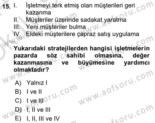 Spor Yönetimi Dersi 2023 - 2024 Yılı Yaz Okulu Sınav Soruları 15. Soru