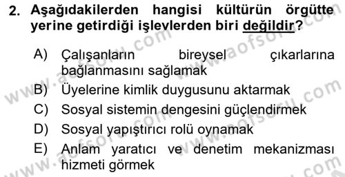 Spor Yönetimi Dersi Yaz Okulu Sınavı Deneme Sınav Soruları 2. Soru