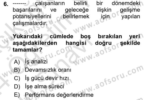 Spor Yönetimi Dersi 2023 - 2024 Yılı Yaz Okulu Sınav Soruları 6. Soru