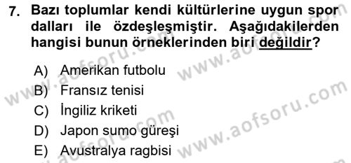 Spor Yönetimi Dersi Yaz Okulu Sınavı Deneme Sınav Soruları 7. Soru