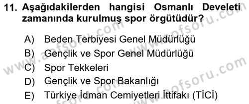 Spor Yönetimi Dersi 2024 - 2025 Yılı Yaz Okulu Sınav Soruları 11. Soru