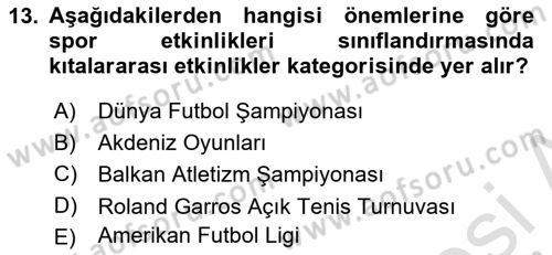 Spor Yönetimi Dersi 2024 - 2025 Yılı Yaz Okulu Sınav Soruları 13. Soru