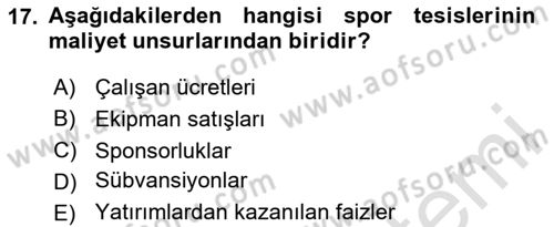 Spor Yönetimi Dersi 2024 - 2025 Yılı Yaz Okulu Sınav Soruları 17. Soru
