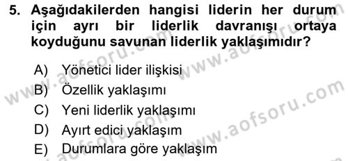 Spor Yönetimi Dersi 2024 - 2025 Yılı Yaz Okulu Sınav Soruları 5. Soru