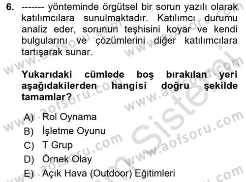 Spor Yönetimi Dersi 2024 - 2025 Yılı Yaz Okulu Sınav Soruları 6. Soru