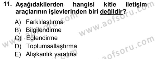 Spor ve Medya İlişkisi Dersi 2012 - 2013 Yılı (Vize) Ara Sınav Soruları 11. Soru