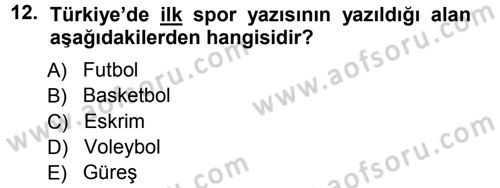 Spor ve Medya İlişkisi Dersi 2012 - 2013 Yılı (Vize) Ara Sınav Soruları 12. Soru
