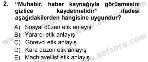 Spor ve Medya İlişkisi Dersi 2012 - 2013 Yılı (Vize) Ara Sınav Soruları 2. Soru