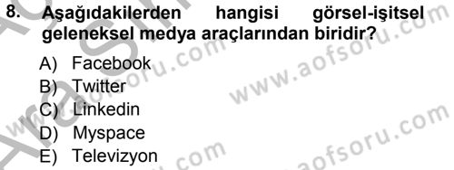 Spor ve Medya İlişkisi Dersi 2012 - 2013 Yılı (Vize) Ara Sınav Soruları 8. Soru