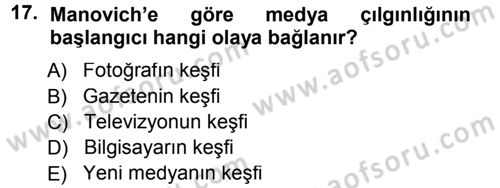 Spor ve Medya İlişkisi Dersi 2012 - 2013 Yılı (Final) Dönem Sonu Sınav Soruları 17. Soru