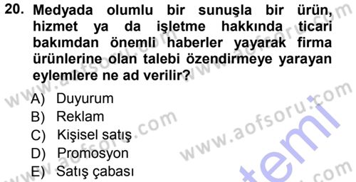 Spor ve Medya İlişkisi Dersi 2012 - 2013 Yılı (Final) Dönem Sonu Sınav Soruları 20. Soru