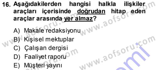 Spor ve Medya İlişkisi Dersi 2013 - 2014 Yılı (Vize) Ara Sınav Soruları 16. Soru