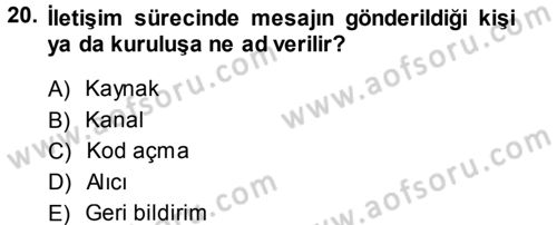 Spor ve Medya İlişkisi Dersi 2013 - 2014 Yılı (Vize) Ara Sınav Soruları 20. Soru