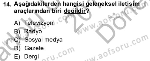 Spor ve Medya İlişkisi Dersi 2014 - 2015 Yılı (Final) Dönem Sonu Sınav Soruları 14. Soru