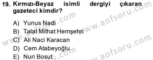 Spor ve Medya İlişkisi Dersi 2014 - 2015 Yılı (Final) Dönem Sonu Sınav Soruları 19. Soru