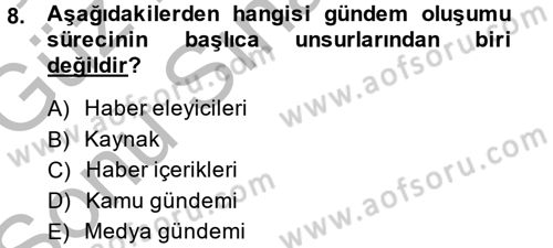 Spor ve Medya İlişkisi Dersi 2014 - 2015 Yılı (Final) Dönem Sonu Sınav Soruları 8. Soru