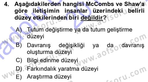 Spor ve Medya İlişkisi Dersi 2015 - 2016 Yılı (Vize) Ara Sınav Soruları 4. Soru