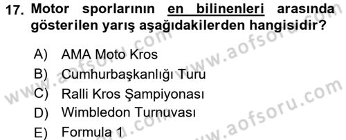 Spor ve Medya İlişkisi Dersi 2015 - 2016 Yılı Tek Ders Sınav Soruları 17. Soru