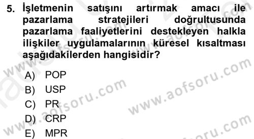 Spor ve Medya İlişkisi Dersi 2015 - 2016 Yılı Tek Ders Sınav Soruları 5. Soru