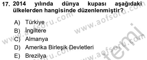 Spor ve Medya İlişkisi Dersi 2016 - 2017 Yılı 3 Ders Sınav Soruları 17. Soru