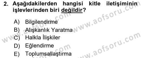 Spor ve Medya İlişkisi Dersi 2016 - 2017 Yılı 3 Ders Sınav Soruları 2. Soru