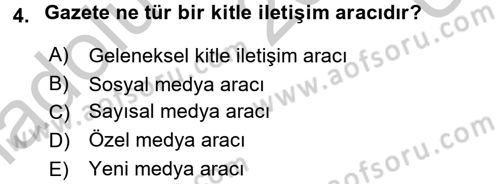 Spor ve Medya İlişkisi Dersi 2016 - 2017 Yılı 3 Ders Sınav Soruları 4. Soru