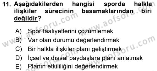 Spor ve Medya İlişkisi Dersi 2016 - 2017 Yılı (Vize) Ara Sınav Soruları 11. Soru