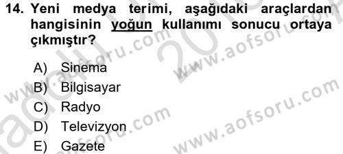 Spor ve Medya İlişkisi Dersi 2016 - 2017 Yılı (Vize) Ara Sınav Soruları 14. Soru