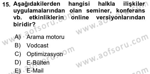 Spor ve Medya İlişkisi Dersi 2016 - 2017 Yılı (Vize) Ara Sınav Soruları 15. Soru