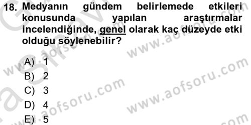 Spor ve Medya İlişkisi Dersi 2016 - 2017 Yılı (Vize) Ara Sınav Soruları 18. Soru