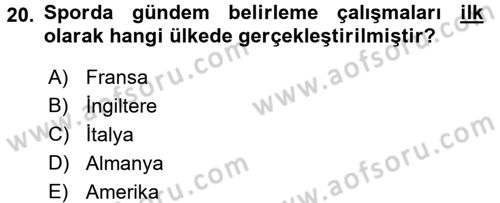 Spor ve Medya İlişkisi Dersi 2016 - 2017 Yılı (Vize) Ara Sınav Soruları 20. Soru