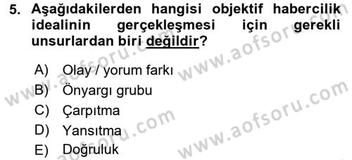 Spor ve Medya İlişkisi Dersi 2016 - 2017 Yılı (Vize) Ara Sınav Soruları 5. Soru