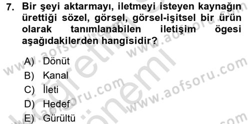Spor ve Medya İlişkisi Dersi 2016 - 2017 Yılı (Vize) Ara Sınav Soruları 7. Soru