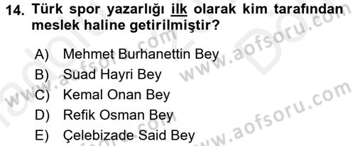 Spor ve Medya İlişkisi Dersi 2016 - 2017 Yılı (Final) Dönem Sonu Sınav Soruları 14. Soru