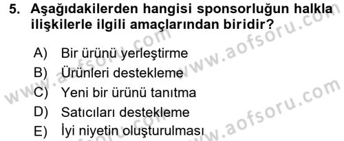 Spor ve Medya İlişkisi Dersi 2016 - 2017 Yılı (Final) Dönem Sonu Sınav Soruları 5. Soru