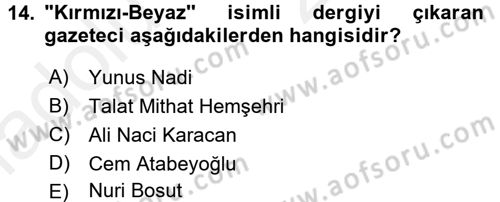 Spor ve Medya İlişkisi Dersi 2017 - 2018 Yılı 3 Ders Sınav Soruları 14. Soru