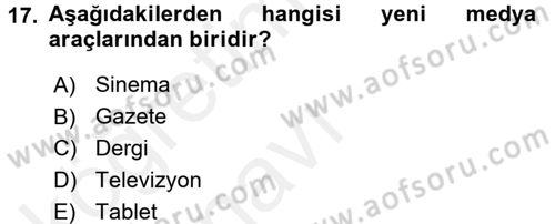 Spor ve Medya İlişkisi Dersi 2017 - 2018 Yılı 3 Ders Sınav Soruları 17. Soru