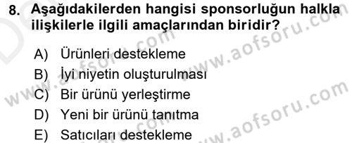 Spor ve Medya İlişkisi Dersi 2017 - 2018 Yılı 3 Ders Sınav Soruları 8. Soru
