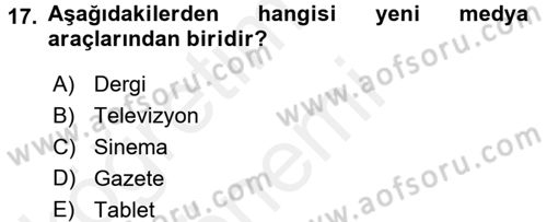 Spor ve Medya İlişkisi Dersi 2017 - 2018 Yılı (Final) Dönem Sonu Sınav Soruları 17. Soru