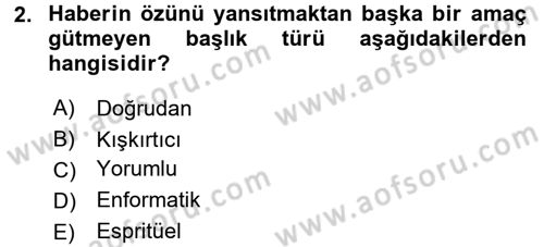 Spor ve Medya İlişkisi Dersi 2017 - 2018 Yılı (Final) Dönem Sonu Sınav Soruları 2. Soru